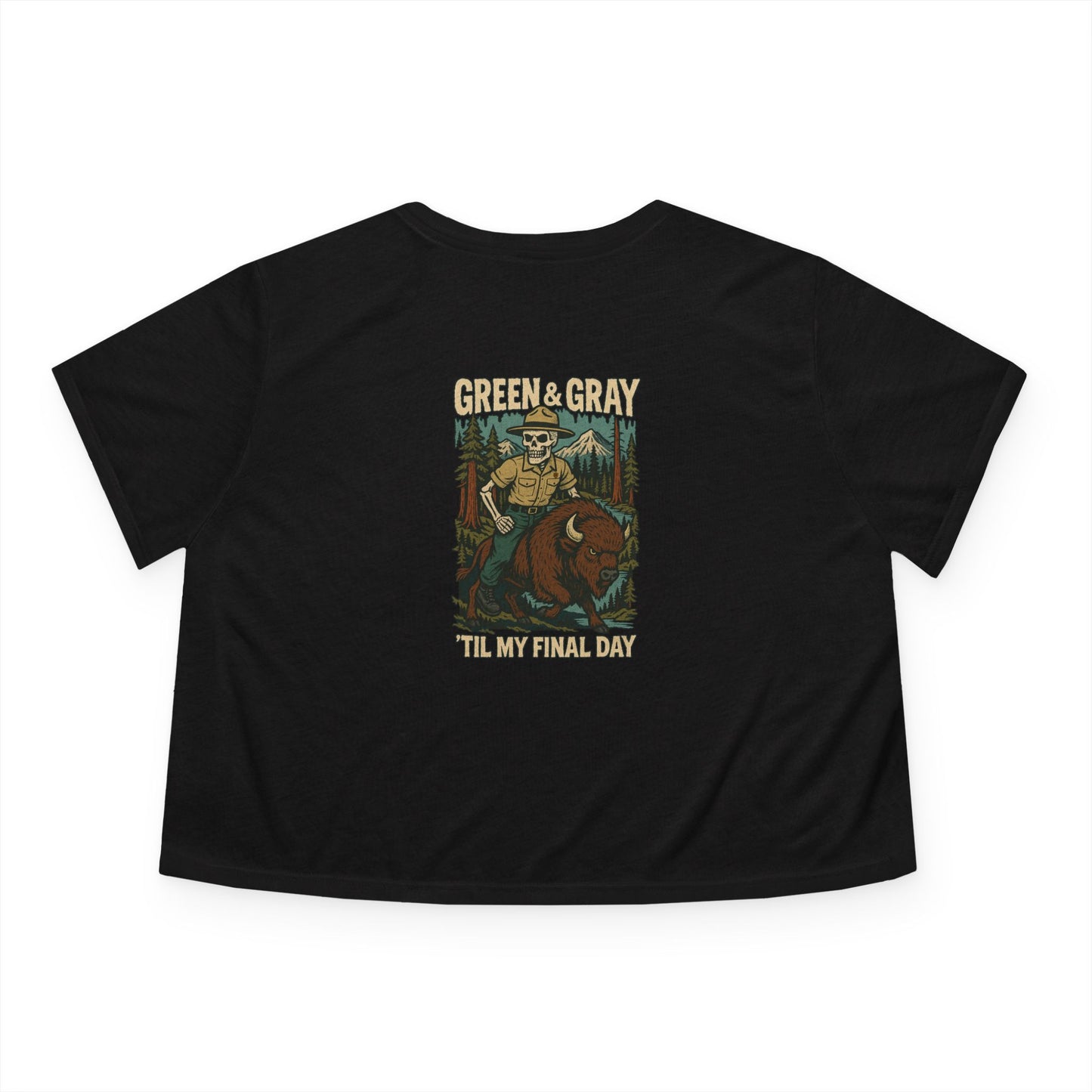 "Green and Grey, Til My Final Day" Crop Top Tee Bella