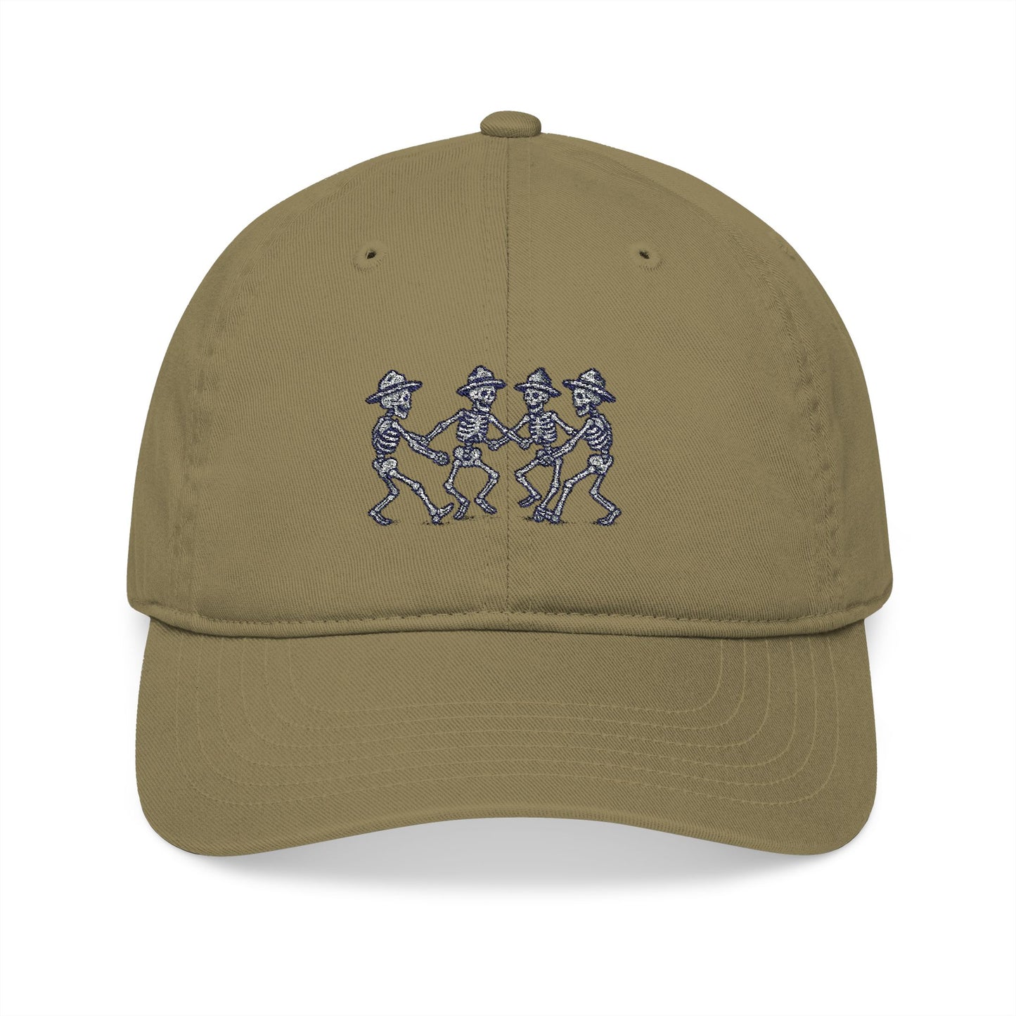 'Together in Trauma' Vintage Skeleton Dance Dad Hat - Embroidered Organic Hat