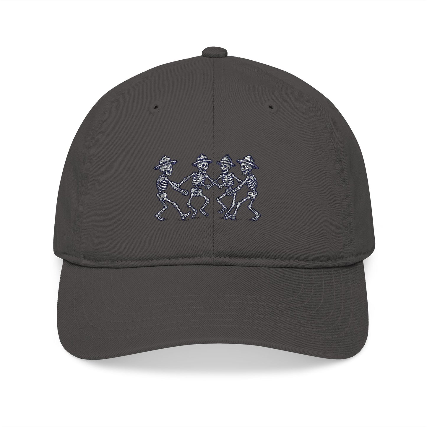 'Together in Trauma' Vintage Skeleton Dance Dad Hat - Embroidered Organic Hat