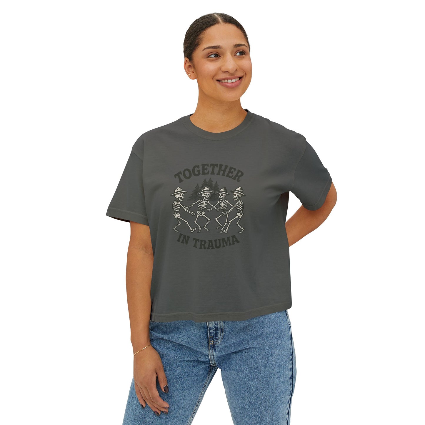 "Dancing in Trauma" Boxy Tee Front