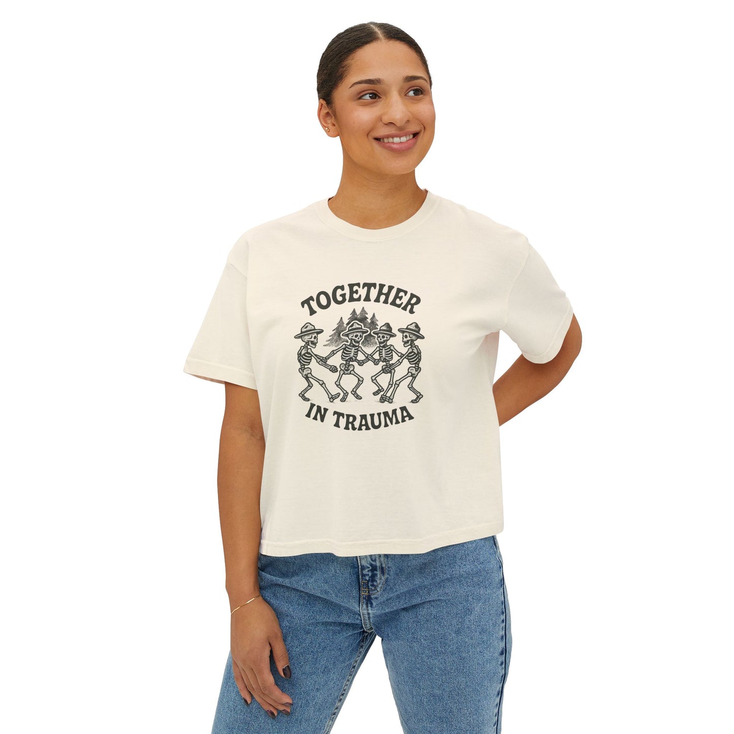 "Dancing in Trauma" Boxy Tee Front
