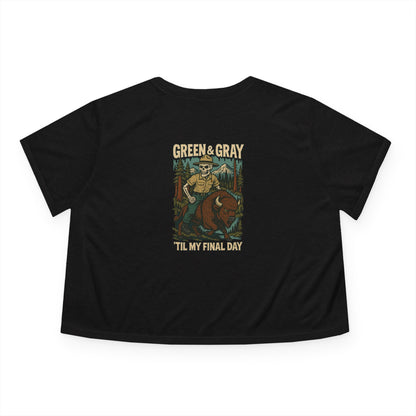 "Green and Grey, Til My Final Day" Crop Top Tee Bella