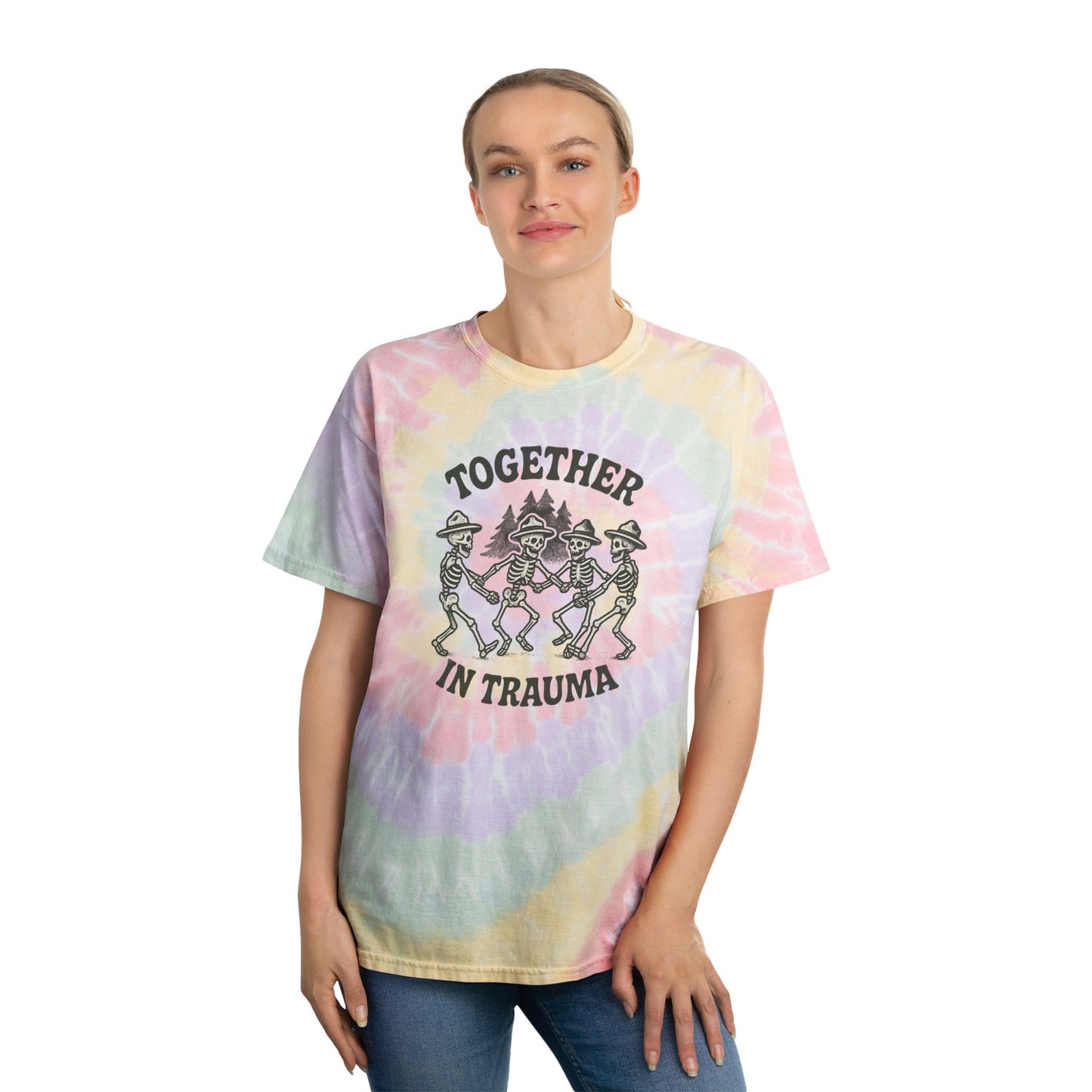 "Together in Trauma" Spiral Tie-Dye Graphic T-Shirt