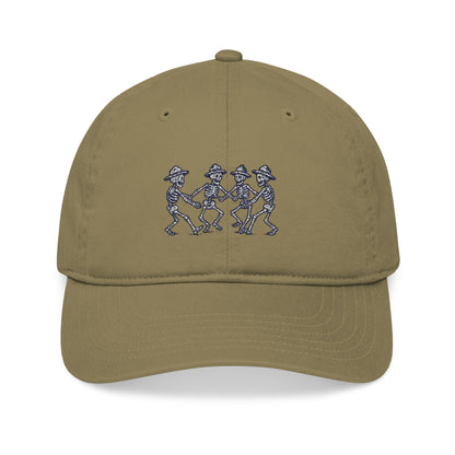 'Together in Trauma' Vintage Skeleton Dance Dad Hat - Embroidered Organic Hat