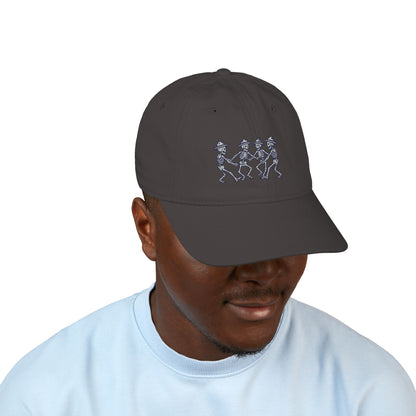 'Together in Trauma' Vintage Skeleton Dance Dad Hat - Embroidered Organic Hat