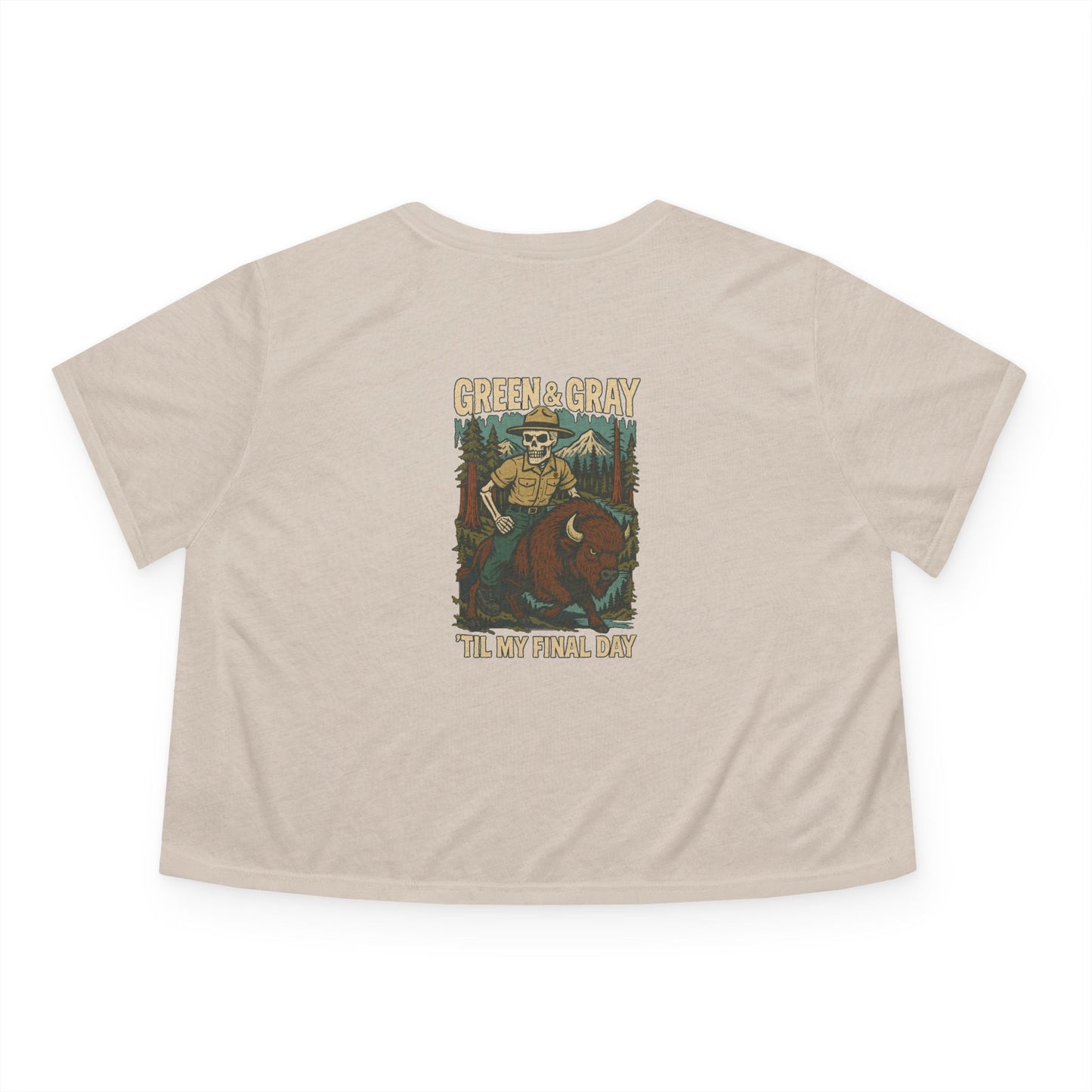 "Green and Grey, Til My Final Day" Crop Top Tee Bella